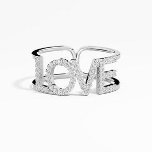 Bague Love Letter VABS DIAMOND Moissanite Cluster pour Femme 0.23ctw Sertie à Griffes Plaqué Rhodium Or 10K/14K/18K Design Classique - Product Image 1