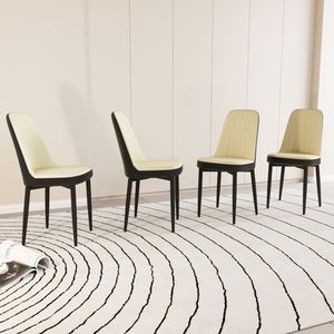Set di 4 Sedie da Pranzo in Stile Moderno con Tessuto in Pelle PU di Alta Qualità e Cuscini Spessi e Morbidi, Gambe in Metallo Nero - Product Image 3