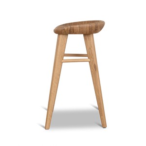 Chaise de bar moderne en teck, tabouret de bar minimaliste en bois massif pour îlot de cuisine, restaurant, café, fournisseur de meubles pour la maison - Product Image 4