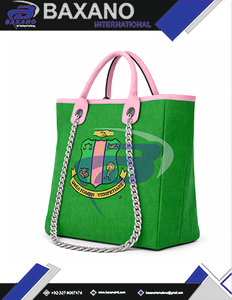 Bolsa de Lona Resistente Verde y Rosa de Alpha Kapa Alpha Sorority, con Correa de Cadena, Gran Capacidad, Alta Calidad, Estilo AKA - Product Image 5