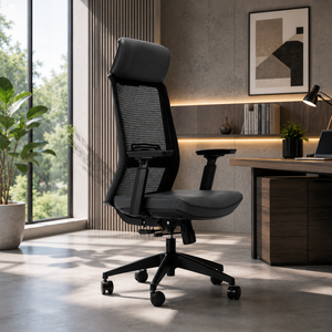 Chaise de bureau ergonomique avec accoudoirs 3D réglables, siège en tissu, structure métallique, design pivotant, style moderne, pour usage domestique ou professionnel. - Product Image 1