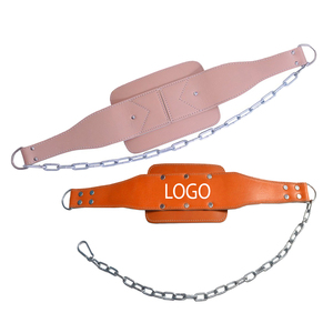 Custom Logo Adjustable Unisex Breathable Leather Dip <b>Belt</b> with Metal <b>Chain</b> Buckle Closure for Weight Lifting & Training - Product Image 5
