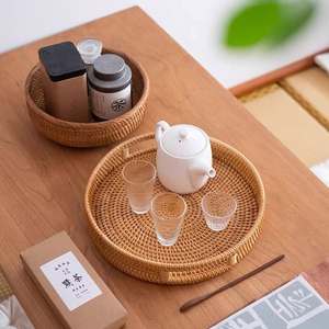BEST SELLING Plateau de service rond pliable en rotin tressé de qualité alimentaire, moderne, pour le rangement de vaisselle et la décoration de table basse Vietnam - Product Image 3