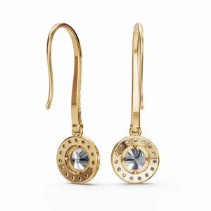 Pendientes de Diseño con Diamantes Redondos Her Highness en Oro Amarillo de 18K, 54 Piezas de Diamantes, Pendientes Colgantes para Mujer - Product Image 3