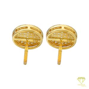 Boucles d'oreilles tendance en forme de cluster rond, diamants de laboratoire, plaqué or, argent sterling 925, bijoux de luxe haut de gamme pour femmes - Product Image 3