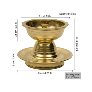 Lámpara de aceite tradicional de latón Udupi Nandha Deepam para decoración de hogar, templo y pooja. - Product Image 2