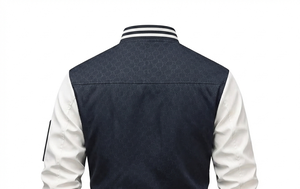 Chaqueta Varsity para Hombre, Diseño con Parches, Cierre de Cremallera, Cuello Alto, Estilo Casual, Corte Regular, Material de Poliéster, Color Negro y Blanco - Product Image 4