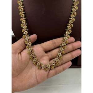 Indian Ethnic Ruchi Traditional Long <b>Necklace</b> <b>Set</b>-Gold Plated <b>Bridal</b> Zircon <b>Earring</b> <b>Set</b> - Product Image 2