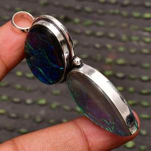 Colgante de Plata de Ley 925 con Ópalo de Fuego Triple, Hecho a Mano, con Piedra Preciosa Natural, Joyería para Mujer, Regalo al por Mayor - Product Image 2