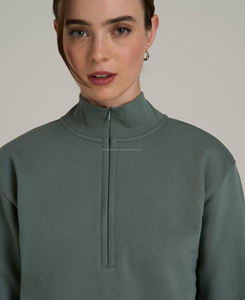 Sudadera de Felpa 100% Algodón para Mujer, de Alta Calidad, con Media Cremallera, Talla Grande, Formal, de Invierno, Personalizada con Logotipo Bordado, Talla XL - Product Image 4