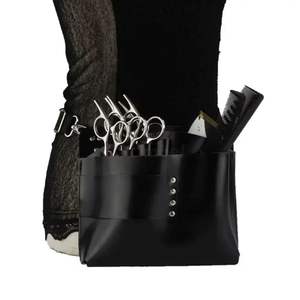 Pochette pour outils de coiffure, étui professionnel pour ciseaux, sac de ceinture en cuir synthétique noir pour outils de coiffeur, service OEM ODM - Product Image 1
