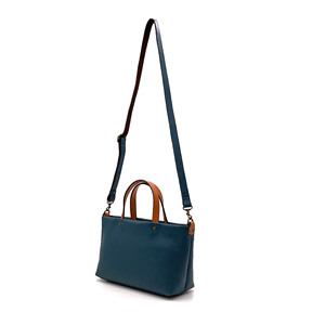 Elegante Bolso Tote de Cuero Granulado Azul para Mujer, Bolso de Hombro de Color Sólido con Cierre de Cremallera, Forro de Algodón, Uso Diario, Todas las Temporadas - Product Image 3