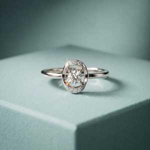 Anillo de Moissanita con Corte Redondo y Marco Flotante, Plata 925, Regalo para Fiestas, Estilo Único y Elegante, Joyería Sorpresa para Ella - Product Image 3