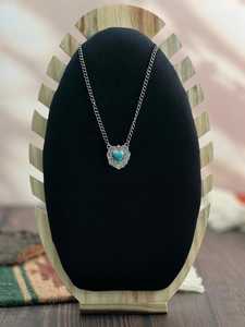 Heart Collection Kingman Turquoise <b>Necklace</b> Sterling Silver Handmade Southwestern <b>Boho</b> Statement Jewelry Gift for Her - Product Image 1