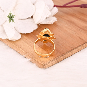 <b>Adjustable</b> Black Onyx Stone Gold Plated Brass <b>Ring</b> Handmade Trendy Fashion Jewelry for Women - Product Image 5