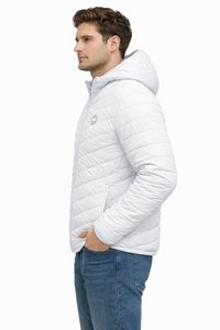 เสื้อแจ็คเก็ตบุนวมมีฮู้ดสีขาวสำหรับผู้ชาย – เสื้อแจ็คเก็ตที่ให้ความอบอุ่นในฤดูหนาวน้ำหนักเบา มอบความอบอุ่นเหนือระดับปกติ - Product Image 2