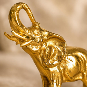 Figura de Elefante de Aluminio Hecha a Mano, Escultura de Elefante Majestuoso con Tronco Elevado, Estatua de Animal, Decoración de Mesa de Lujo para el Hogar - Product Image 3