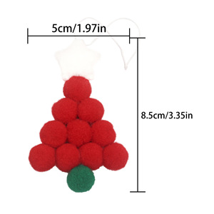 Faux Fur Pom Pom Small <b>Christmas</b> Tree Ornament <b>Red</b> <b>Green</b> Star Hanging Decorative Craft Indoor Holiday <b>Decoration</b> High Quality - Product Image 5
