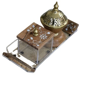 ถาดฝังม็อบไม้อะคาเซียธรรมชาติ 100% พร้อมที่ใส่น้ําหอมมุบคาร์และช็อคโกแลต bakhoor ในราคาต่ําโดย LUXURY CRAFTS - Product Image 1