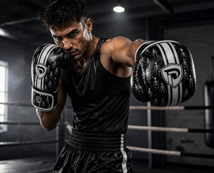 Dumela Custom Wholesale Boxing Gloves Leather <b>Black</b> White Skeleton Pattern High Quality Vertical Style Custom Sizes Training - Product Image 4