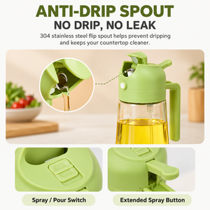 Offre Spéciale : Pulvérisateur et Distributeur d'Huile 2-en-1 en Verre – Bouteille Vaporisateur d'Huile d'Olive pour Cuisine, Friteuse à Air, Barbecue – Gadget de Cuisine - Product Image 3