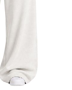 Pantalon de survêtement blanc personnalisé pour femme, coupe large, taille haute, décontracté, style streetwear, en molleton, avec cordon de serrage et poches - Product Image 4
