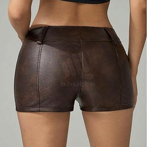 กางเกงขาสั้นหนังผู้หญิง ระบายอากาศได้ดี เป็นมิตรกับสิ่งแวดล้อม สีและโลโก้สั่งทำได้  สไตล์สตรีทแวร์ ดีไซน์ปรับแต่งได้ - Product Image 2