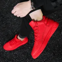 Nouvelles baskets rouges pour hommes, chaussures décontractées en cuir à tige haute, baskets streetwear hip-hop, chaussures de skateboard pour hommes, zapatillas hombre
