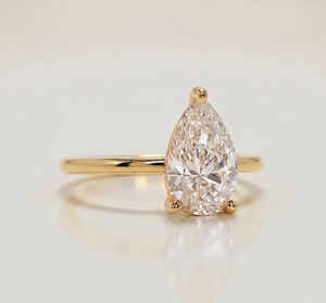 Anillo de Diamante Solitario de Compromiso de Oro Blanco de 10K con Certificado IGI, 3CT E VS1, Corte Pera, Diamante Cultivado en Laboratorio, Joyería Fina al por Mayor - Product Image 2