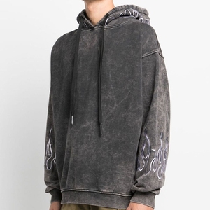 Sudadera con Capucha Oversize para Hombre INDEX SPORTSWEAR, Negra, de Felpa Francesa Lavada, con Manga Bordada con Llama, Estilo Urbano, para Otoño - Product Image 3
