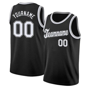 Vêtements de basket-ball en gros, couleur noire, personnalisation du nom et du logo de votre équipe, ensembles de maillots de basket-ball en polyester pour hommes - Product Image 3