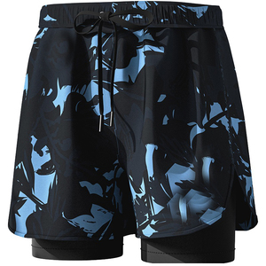 กางเกงว่ายน้ำชายแบบ 2-in-1 ไซส์ใหญ่พิเศษ ลายพิมพ์แบบซับลิเมชั่น แห้งเร็ว ซับในสองชั้น สำหรับออกกำลังกายและฝึกซ้อม มีเชือกผูกเอว 100% - Product Image 1