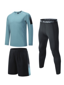 Ensemble de sport trois pièces pour homme OEM, vêtements de sport à séchage rapide, tenue de course et d'entraînement, fabricant de vêtements de fitness en gros, haute qualité - Product Image 3