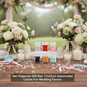 Sacchetti regalo in organza Ilan 17x23cm colori assortiti per bomboniere di nozze - Product Image 3