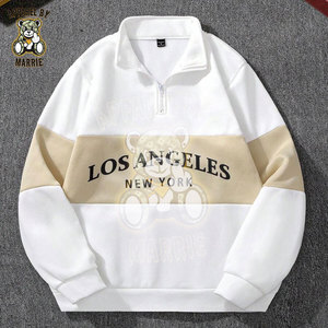 Sweat-shirt Homme Oversize Personnalisé à Col Zippé de Haute Qualité, Imprimé, en Mélange de Coton, Marque Privée OEM, Vêtement d'Hiver Streetwear pour Homme - Product Image 1