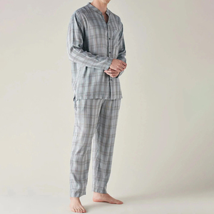 Ensemble de pyjama en coton à manches longues à carreaux pour homme, vêtements de nuit décontractés, tenue d'automne, longueur intégrale avec poches, tissu tissé doux - Product Image 5