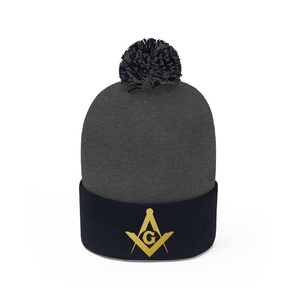 Custom Master Mason Blue Lodge Pom Pom Winter <b>Beanie</b> <b>Hat</b> Wholesale Manufacturer - Product Image 2