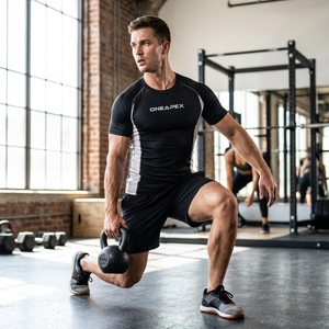 Men <b>Compression</b> T <b>Shirt</b> <b>Black</b> White Short Sleeve Athletic Gym Training Sportswear Custom Logo Fitness Running Workout <b>Shirt</b> - Product Image 6