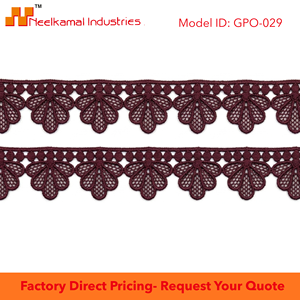 Dentelle Guipure GPO Géométrique Bordeaux 15mm, Prête à l'emploi, Lot de 20 Mètres, Emballage Fantaisie, Écologique, pour Bordures de Robes de Mariée et Couture - Product Image 4