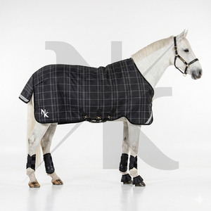 Couverture d'extérieur légère et imperméable pour chevaux, respirante, en polyester noir texturé, pour la pluie - Product Image 5