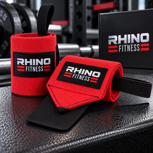 สายรัดข้อมือผ้าฝ้าย RHINO FITNESS แบบตีนตุ๊กแก สำหรับมือซ้าย สายรัดพยุงข้อมือสำหรับยกน้ำหนัก - Product Image 4