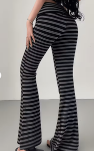 Hardhoodi Interination Women Sporty High Waist Print <b>Flare</b> <b>Leggings</b> Elastic High Waist Full Length Yoga Workout Trousers Pockets - Product Image 3