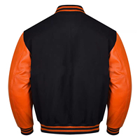 Veste d'hiver haut de gamme pour homme, style baseball, veste varsity, veste letterman, corps en laine, manches en cuir
