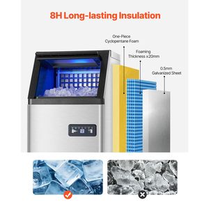 Macchina per il Ghiaccio Professionale da Cucina, Produzione 100 libbre/24H, Capacità di Stoccaggio 16 libbre, 36 Cubetti di Ghiaccio, 15 Minuti di Produzione, Display Digitale LED - Product Image 5