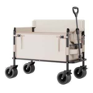 Carrito Plegable 2 en 1 con Capacidad de Carga de 550 lb, Carrito Utilitario de 220 L con Mango Ajustable que se Convierte en Banco para Acampar - Product Image 2