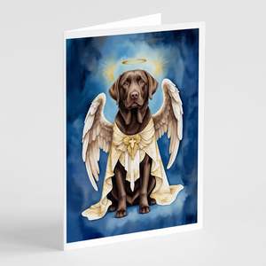 Whimsical A7 Tamaño 5x7 Tarjetas de nota en blanco Paquete 8 Chocolate Labrador Retriever My Angel Tarjetas de felicitación con sobres - Product Image 1
