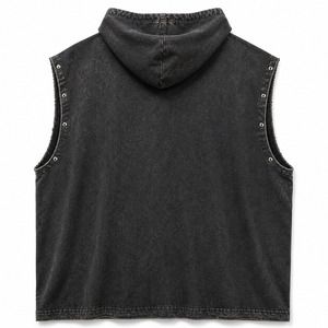 Camiseta sin mangas con capucha para hombre, estilo oversize, lavado ácido, Y2K Grunge High Street, 100% algodón, estampada - Product Image 4