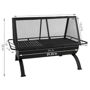 Foyer durable de haute qualité en noir enduit fini avec gril de barbecue et couvercle en filet pour camping en plein air foyer d'utilisation de réchauffement des aliments - Product Image 1