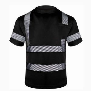 Camiseta de Trabajo de Alta Visibilidad para Hombre, Color Negro, Reflectante, Transpirable, Manga Corta, Cuello Redondo - Product Image 1