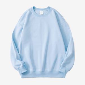 High Quality Customized Front Logo Crew Neck Sweatshirt Drop Shoulder <b>Lightweight</b> Breathable 100% Cotton Material Autumn Casual - Product Image 1